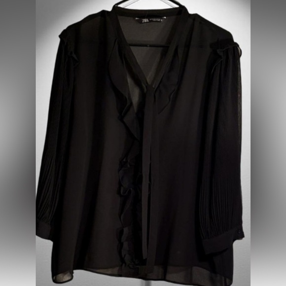 Zara Black Ruffled Blouse - Picture 2 of 5